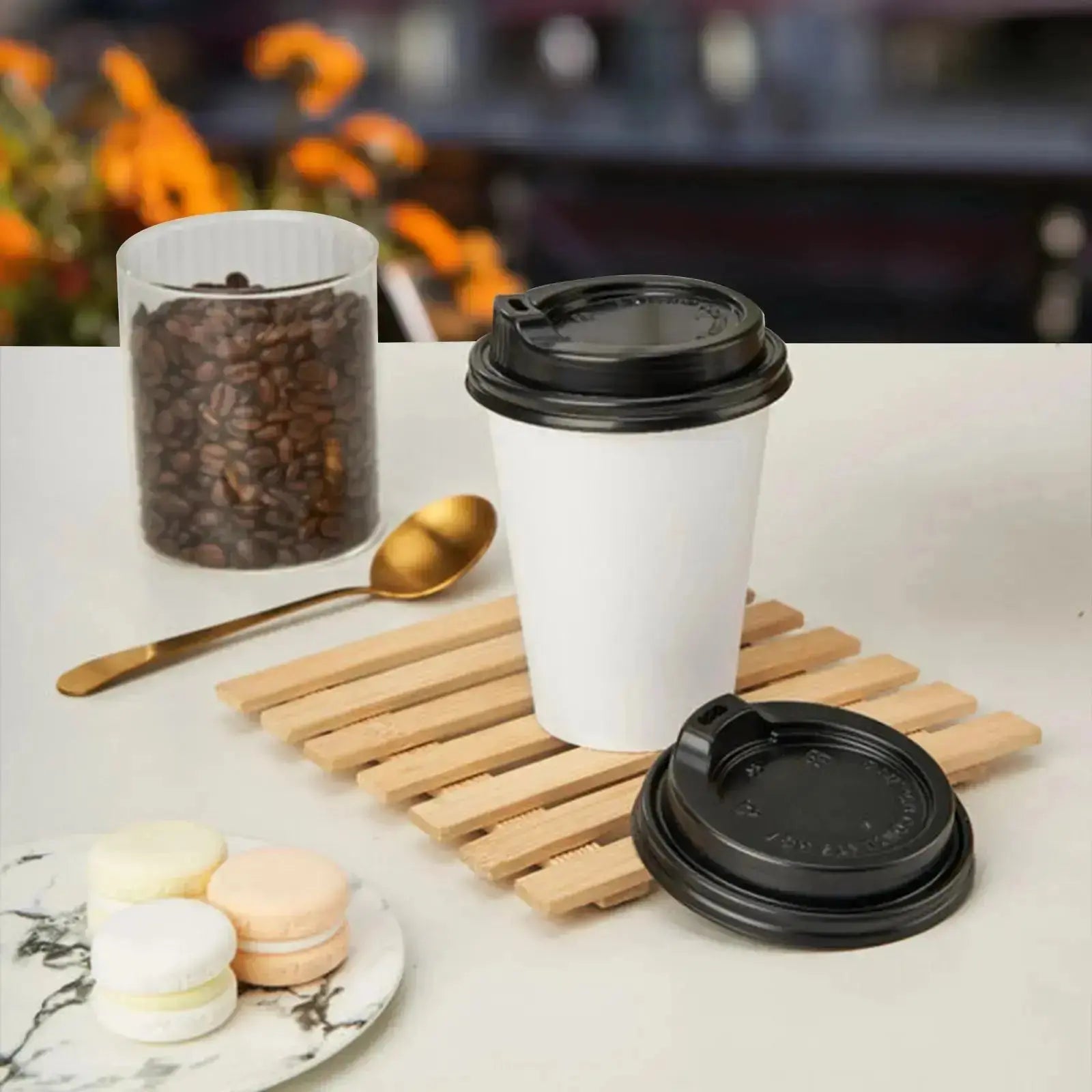 Blank Recyclable Paper Cups with Lids - RACETOP