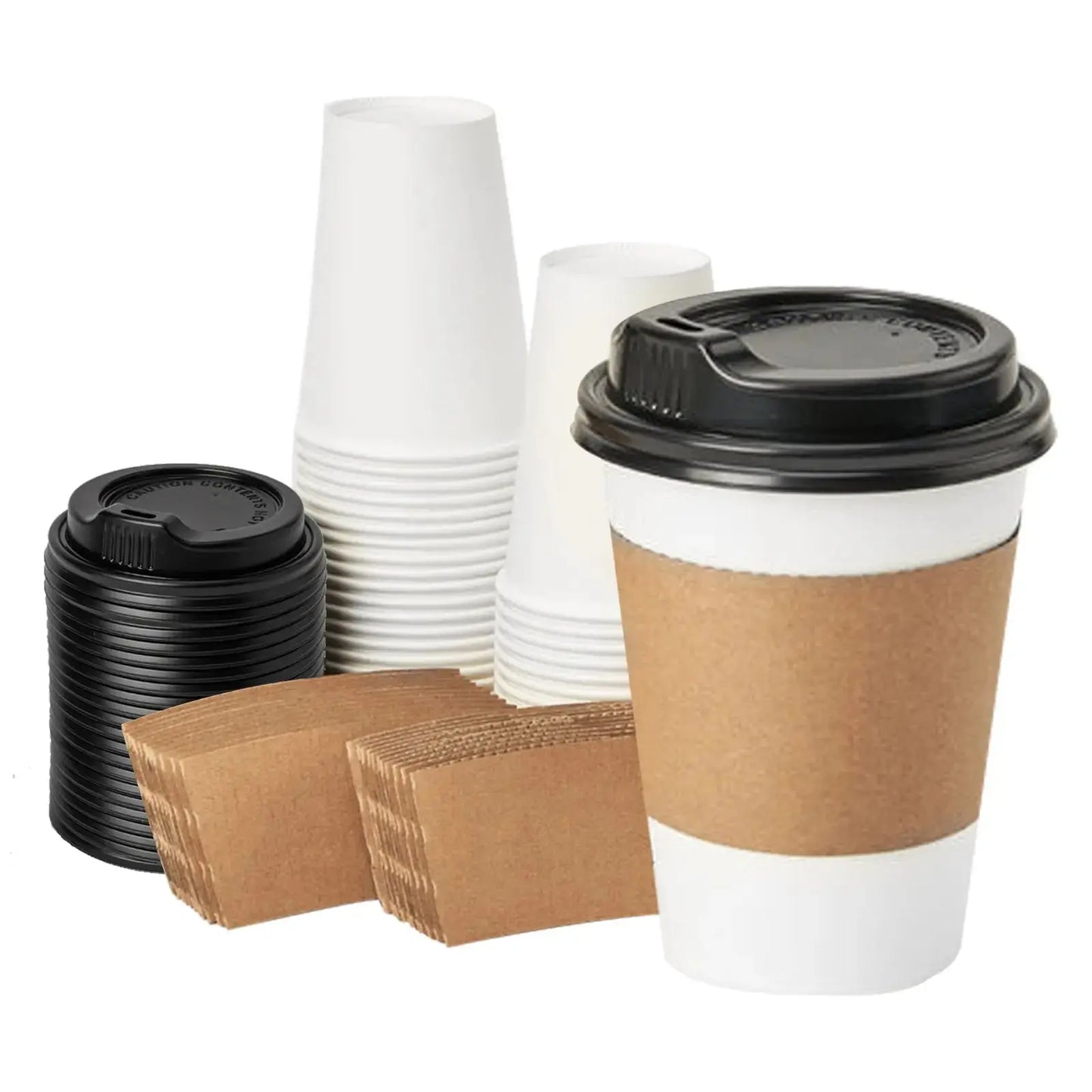 Blank Recyclable Paper Cups with Lids and Sleeves - RACETOP