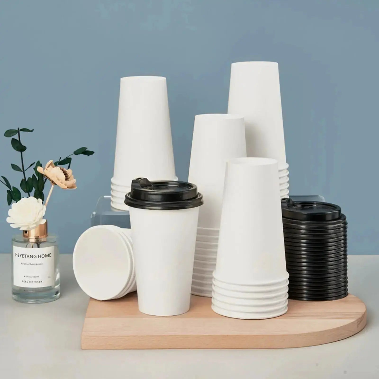 Blank Recyclable Paper Cups with Lids - RACETOP